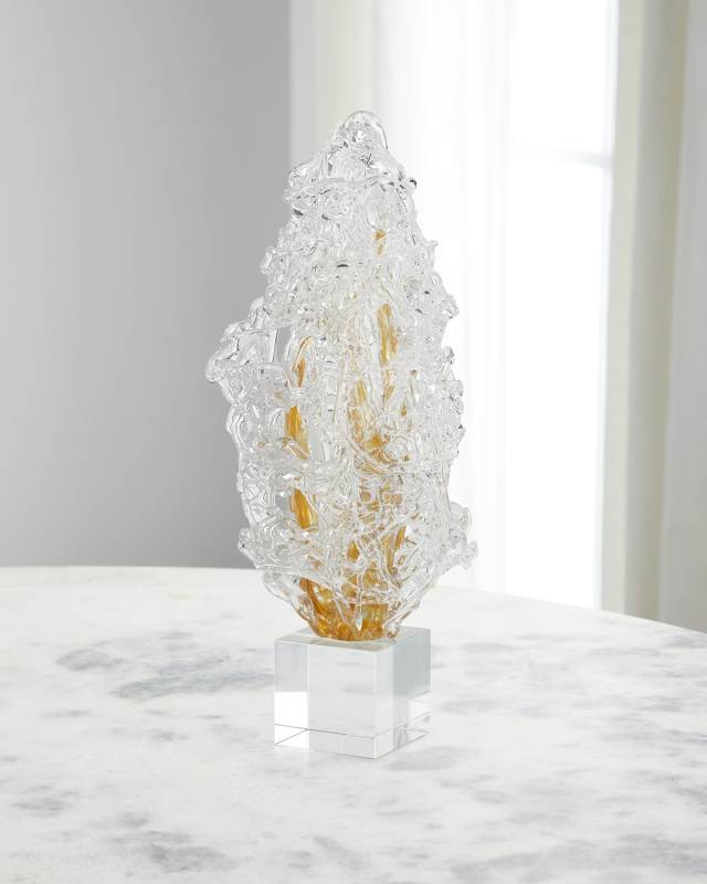 Frozen Flame Sculpture on Crystal Base, Large